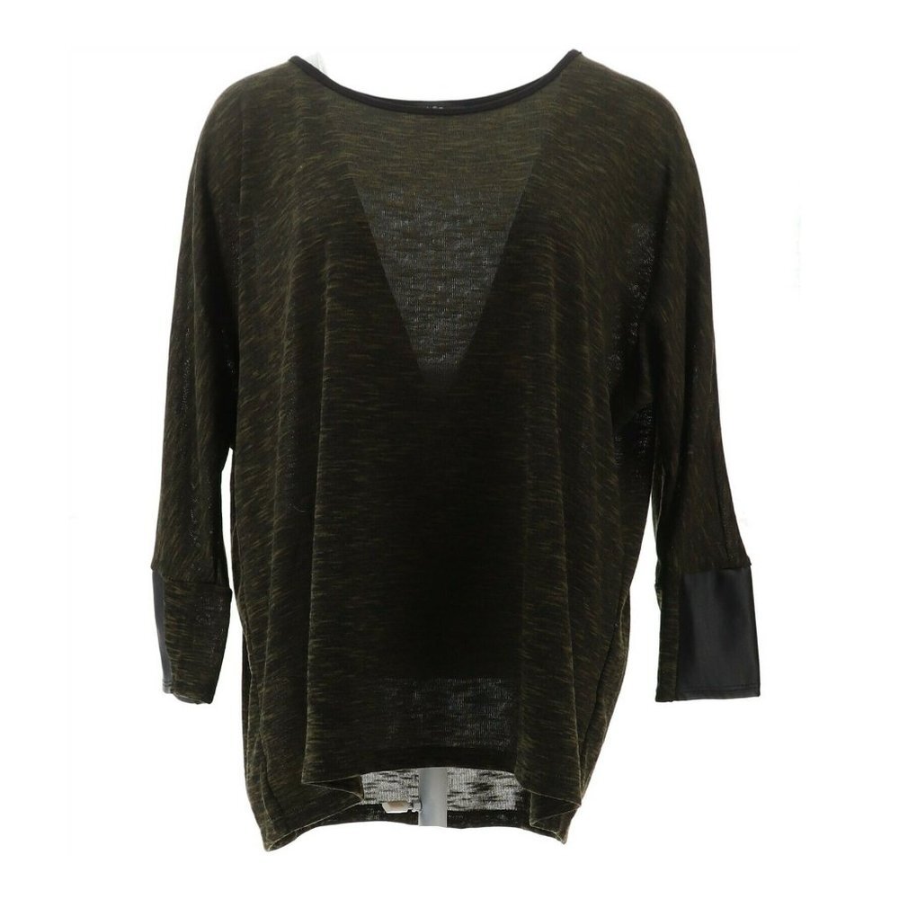 Slinky Brand Dolman SLV Tunic Faux Leather Cuffs